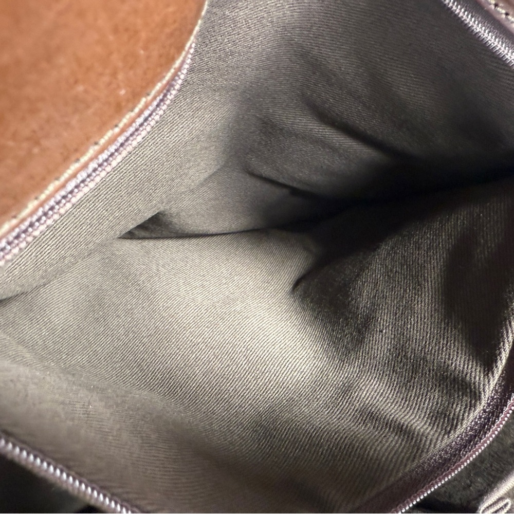 Saks Fifth Avenue Brown Leather and Suede Shoulder Bag - Picture 13 of 15